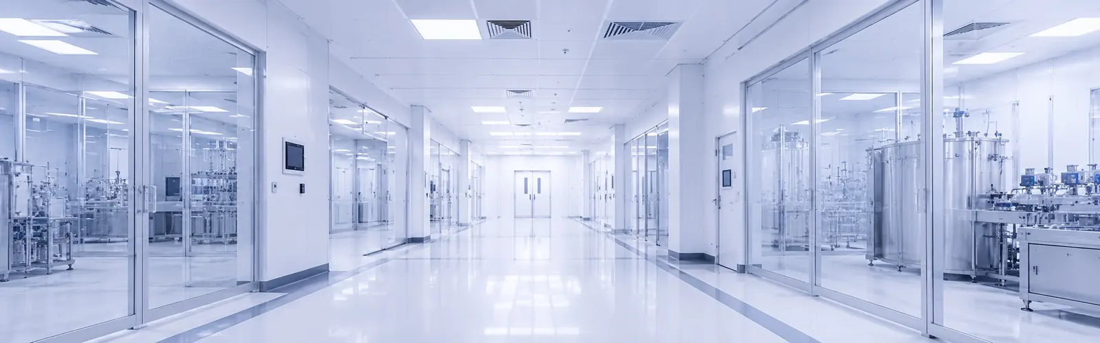 FDA pharmaceutical manufacturing facility — cleanroom corridor